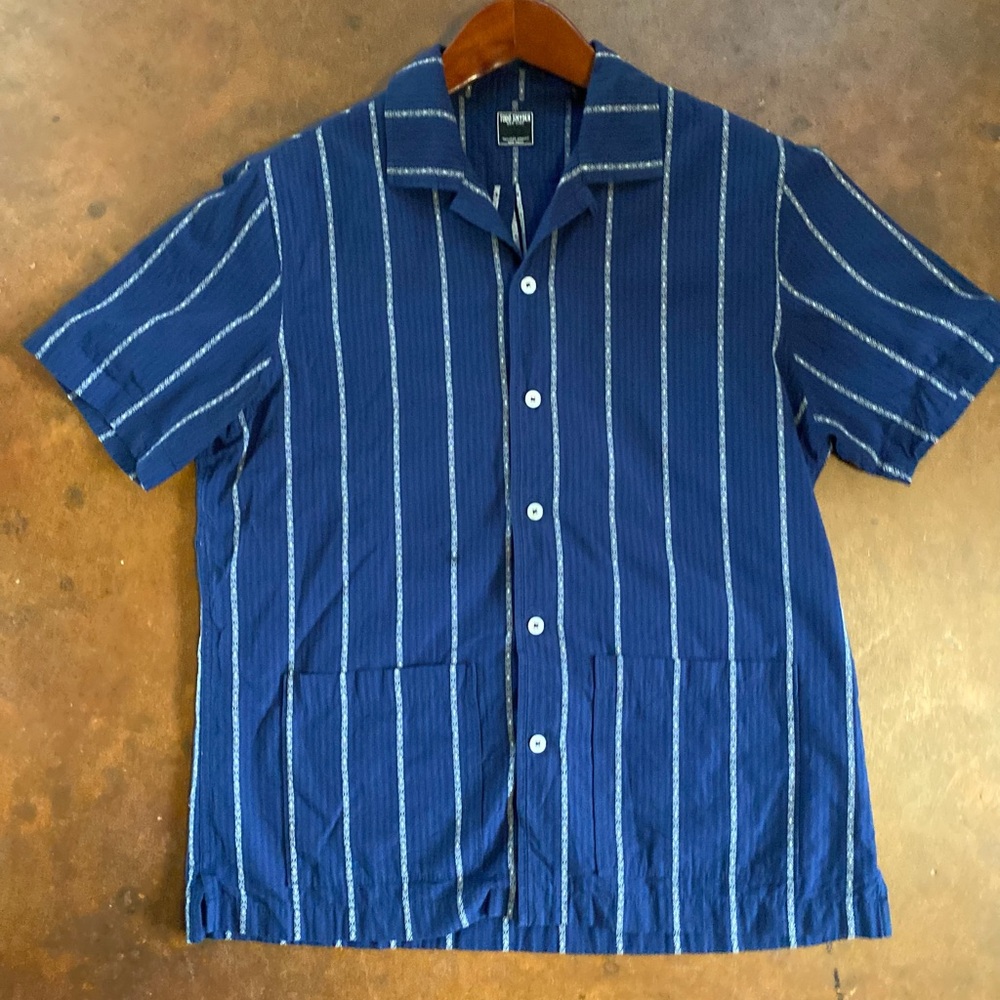 Todd Snyder Men's M Blue White Patterned Striped Shirt